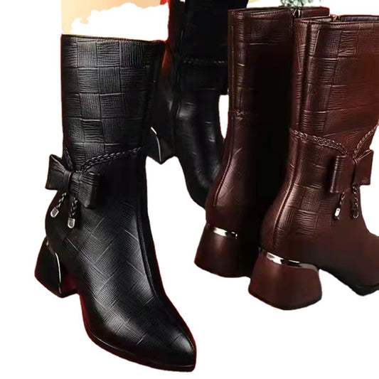 Ladies Fashion Boots Round Toe Square Heel