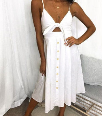 Women Summer Sleeveless Backless Strap Dresses