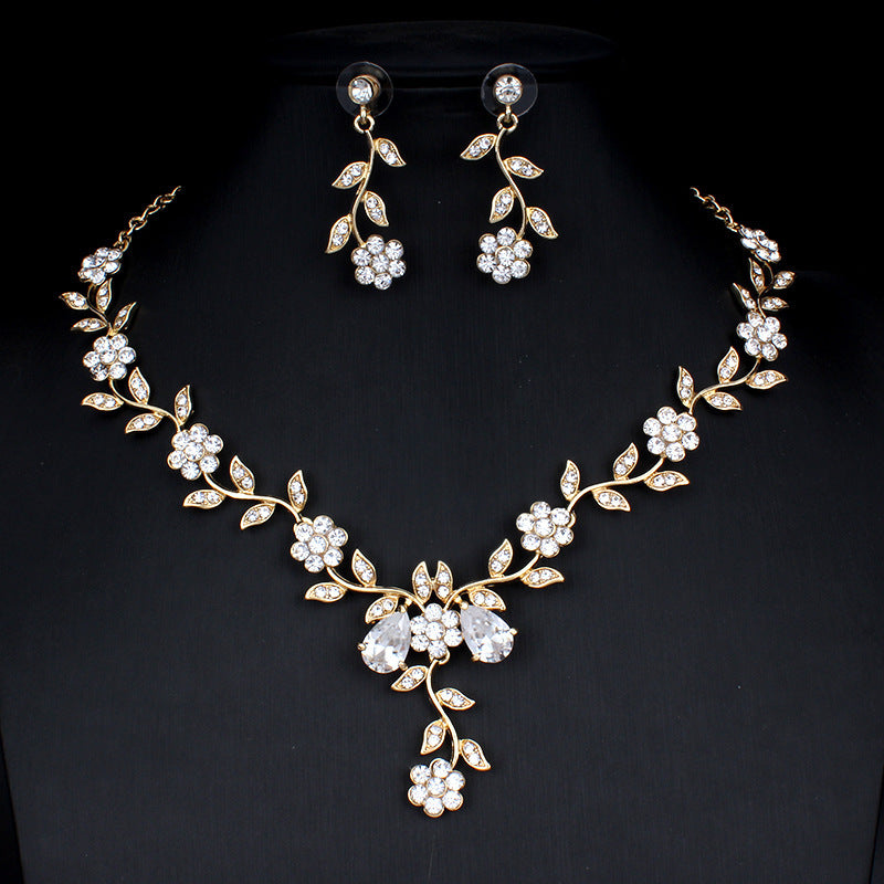 Luminara Radiance Bridal Set β Golden Zircon Necklace & Earrings