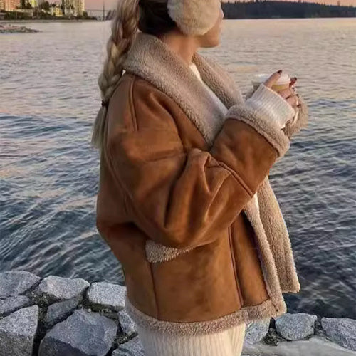 Lapel Woolen Coat With Pockets