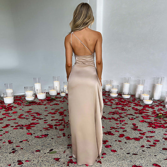 Shoulder Backless Slit Dress - Summer Elegance