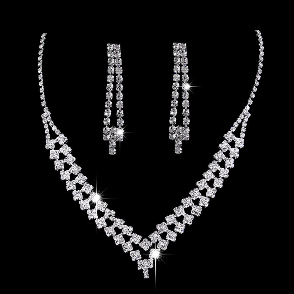 “Luminara Cascade – Rhinestone & Zircon Water Drop Necklace & Earrings”