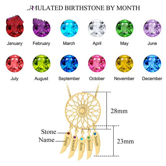 Aurellia Birth Stone Necklace (custom names)