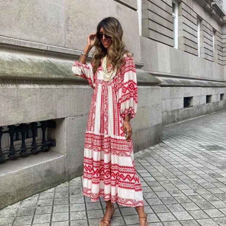 Summer Women's Vintage Printed Elegant Bohemian Dress