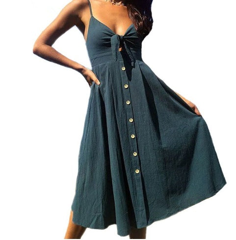Women Summer Sleeveless Backless Strap Dresses