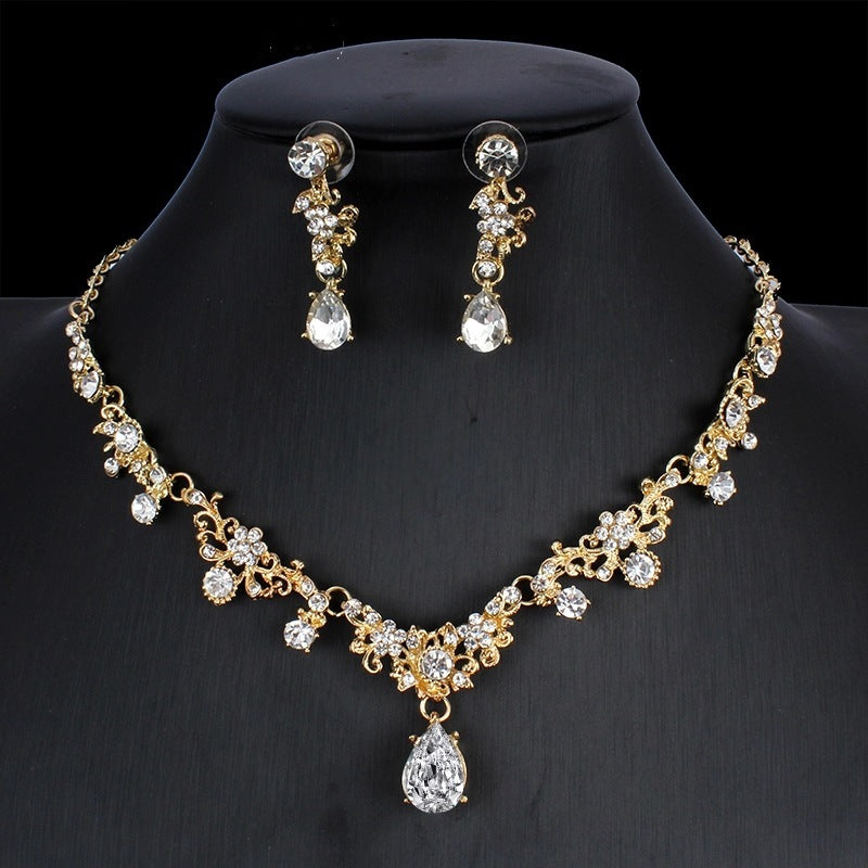 Luminara Radiance Bridal Set – Golden Zircon Necklace & Earrings