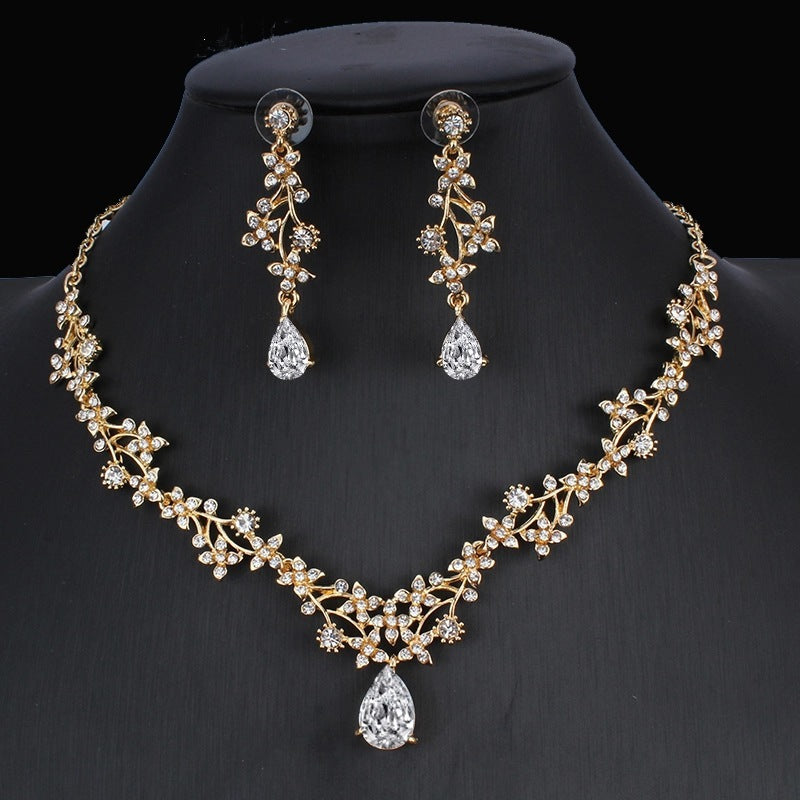 Luminara Radiance Bridal Set – Golden Zircon Necklace & Earrings