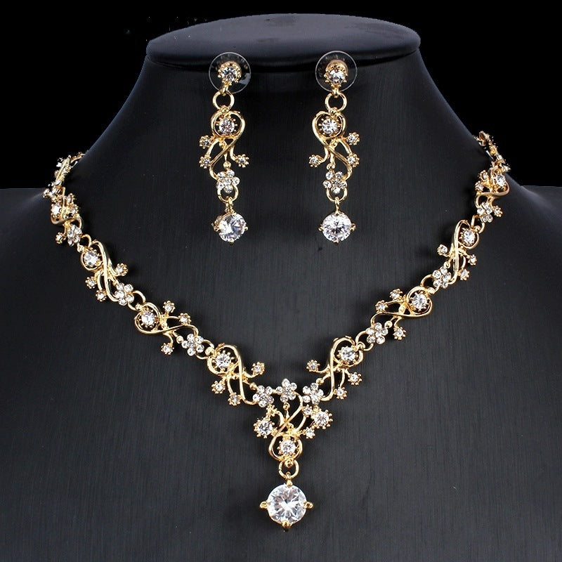 Luminara Radiance Bridal Set – Golden Zircon Necklace & Earrings