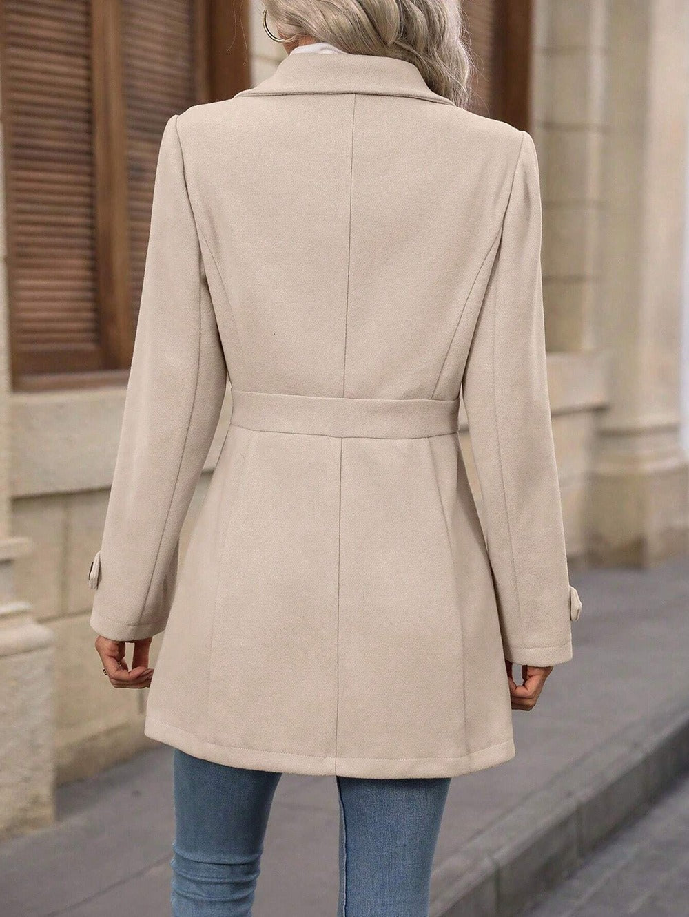 Elegant Woolen Coat Lapel Mid-length Jacket