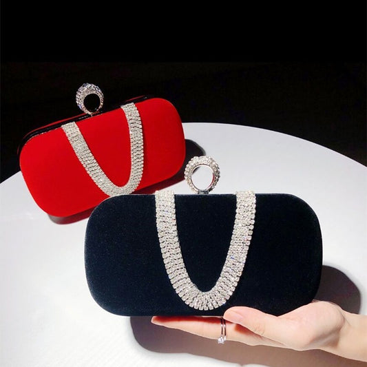 Diamond Velvet Evening Bag