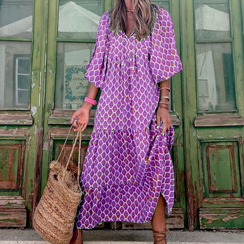 Summer Women's Vintage Printed Elegant Bohemian Dress