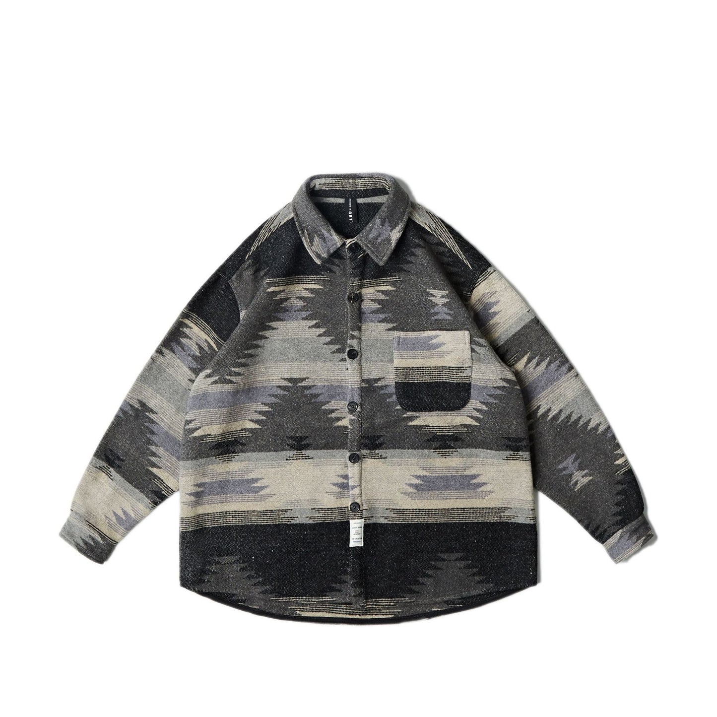 Ethnic Style Lapel Woolen Shirt