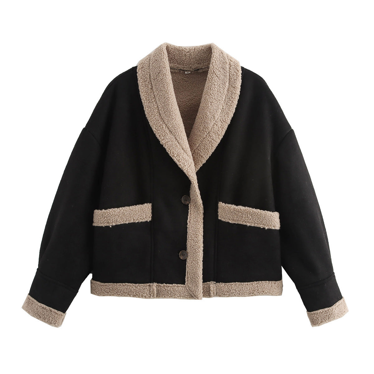 Lapel Woolen Coat With Pockets