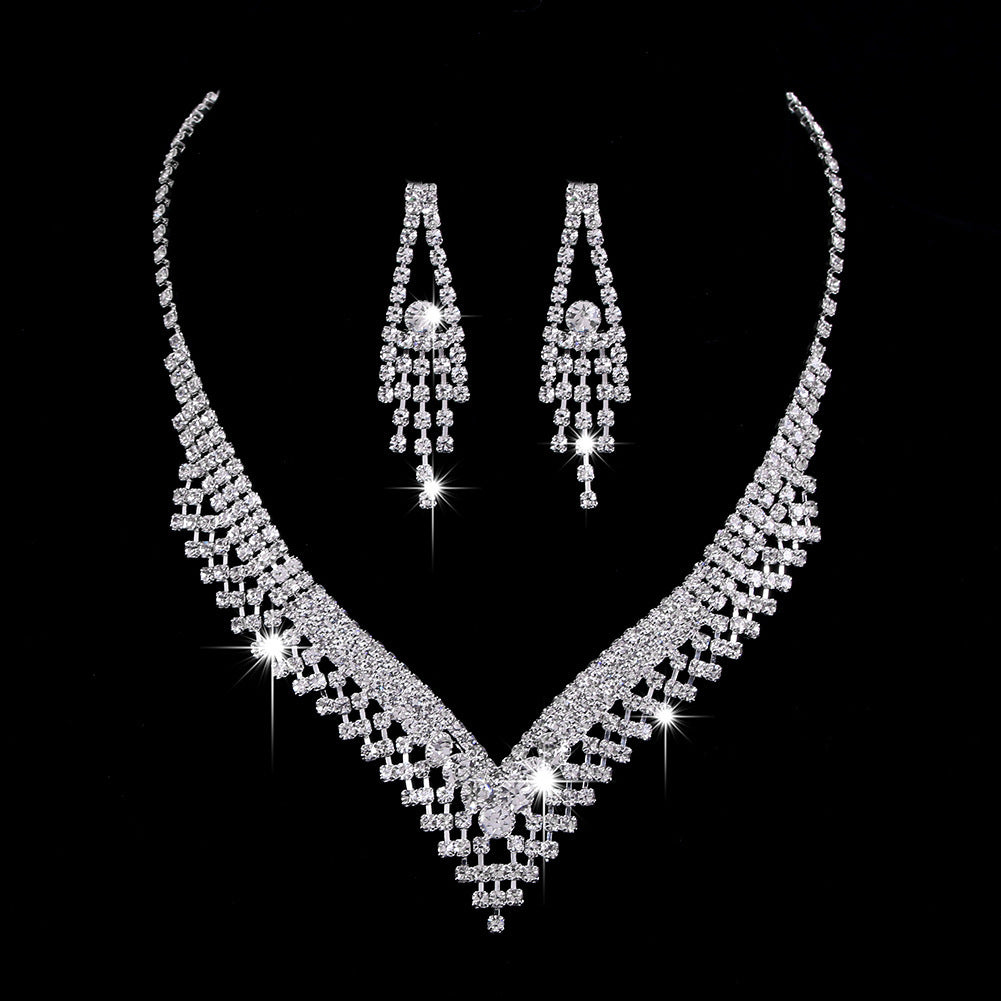 “Luminara Cascade – Rhinestone & Zircon Water Drop Necklace & Earrings”