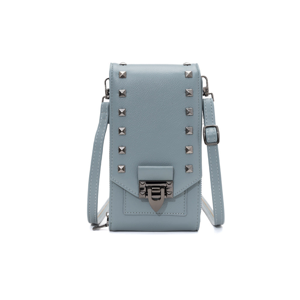 Rivetta – Solid Color Rivet Shoulder & Crossbody Bag for Women