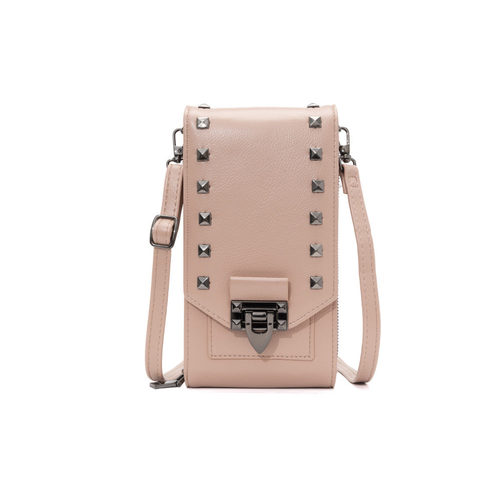 Rivetta – Solid Color Rivet Shoulder & Crossbody Bag for Women