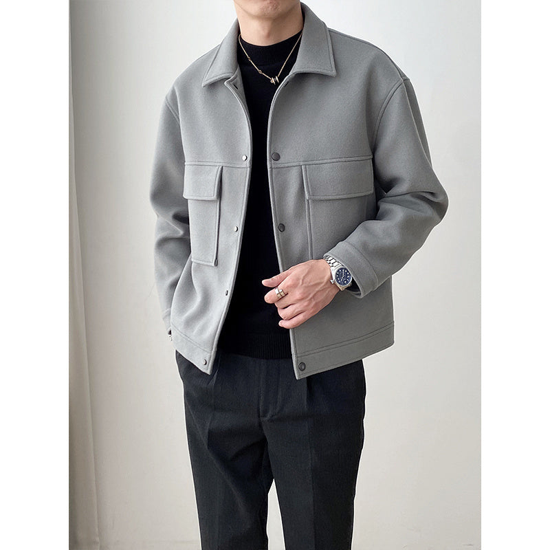 Men's Casual Lapel Woolen Jacket