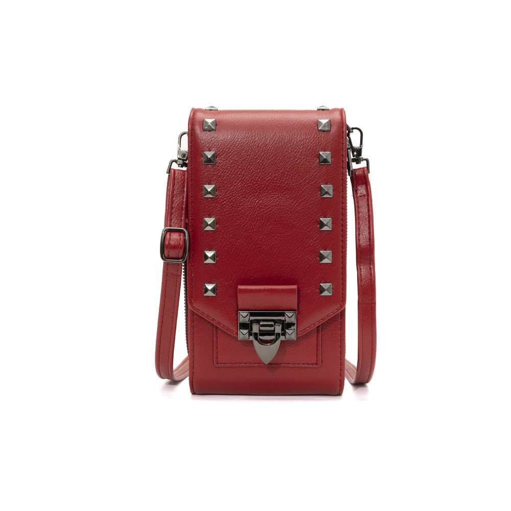 Rivetta – Solid Color Rivet Shoulder & Crossbody Bag for Women