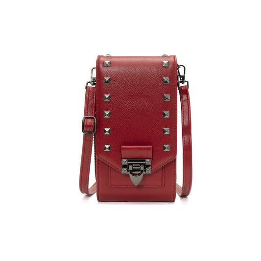 Rivetta – Solid Color Rivet Shoulder & Crossbody Bag for Women
