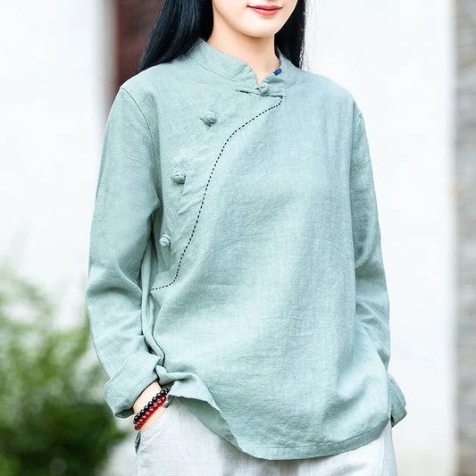 Slanting Chinese Knot Button Shirt
