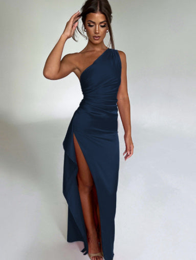 Shoulder Backless Slit Dress - Summer Elegance