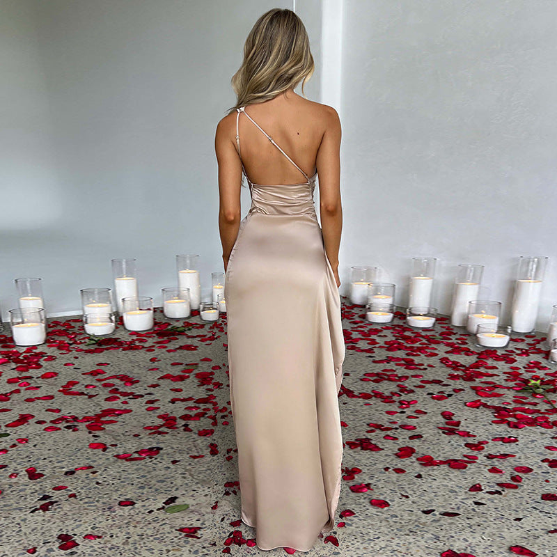 Shoulder Backless Slit Dress - Summer Elegance