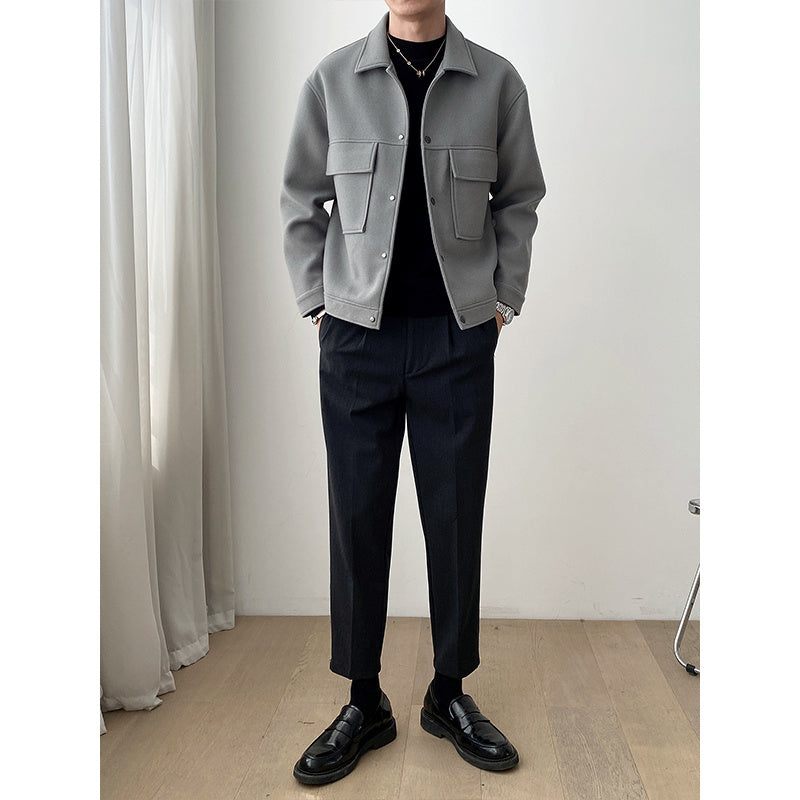 Men's Casual Lapel Woolen Jacket