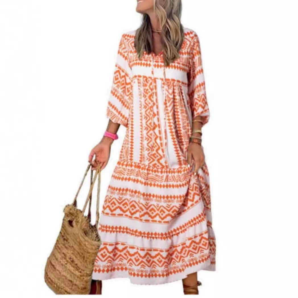 Summer Women's Vintage Printed Elegant Bohemian Dress