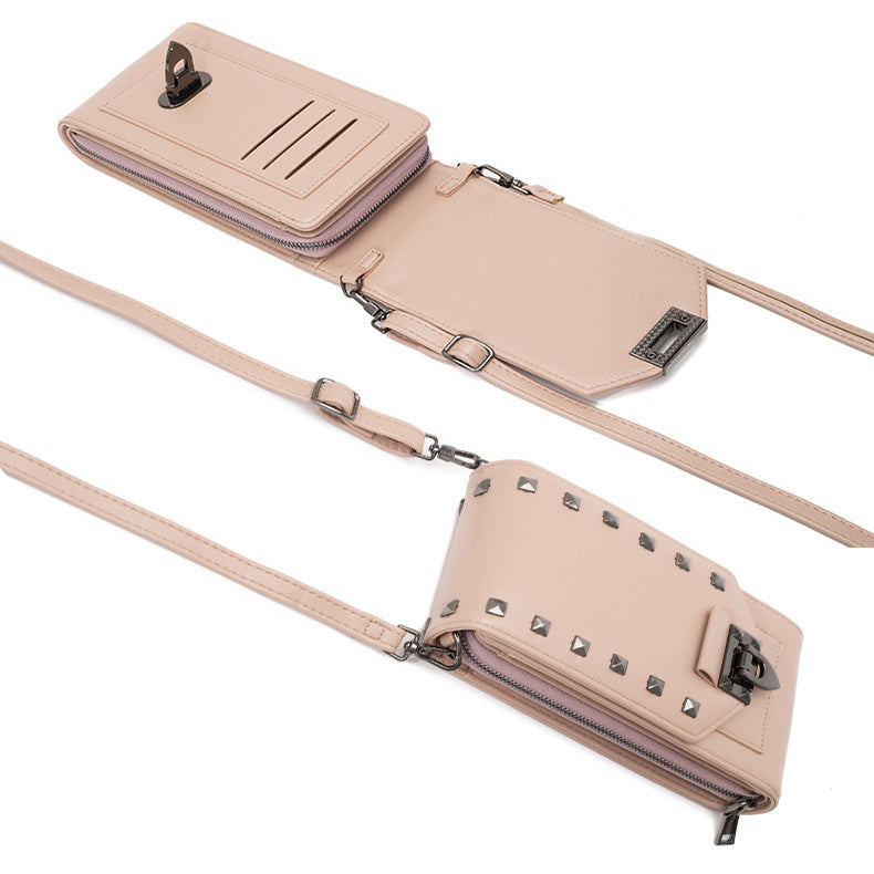 Rivetta – Solid Color Rivet Shoulder & Crossbody Bag for Women