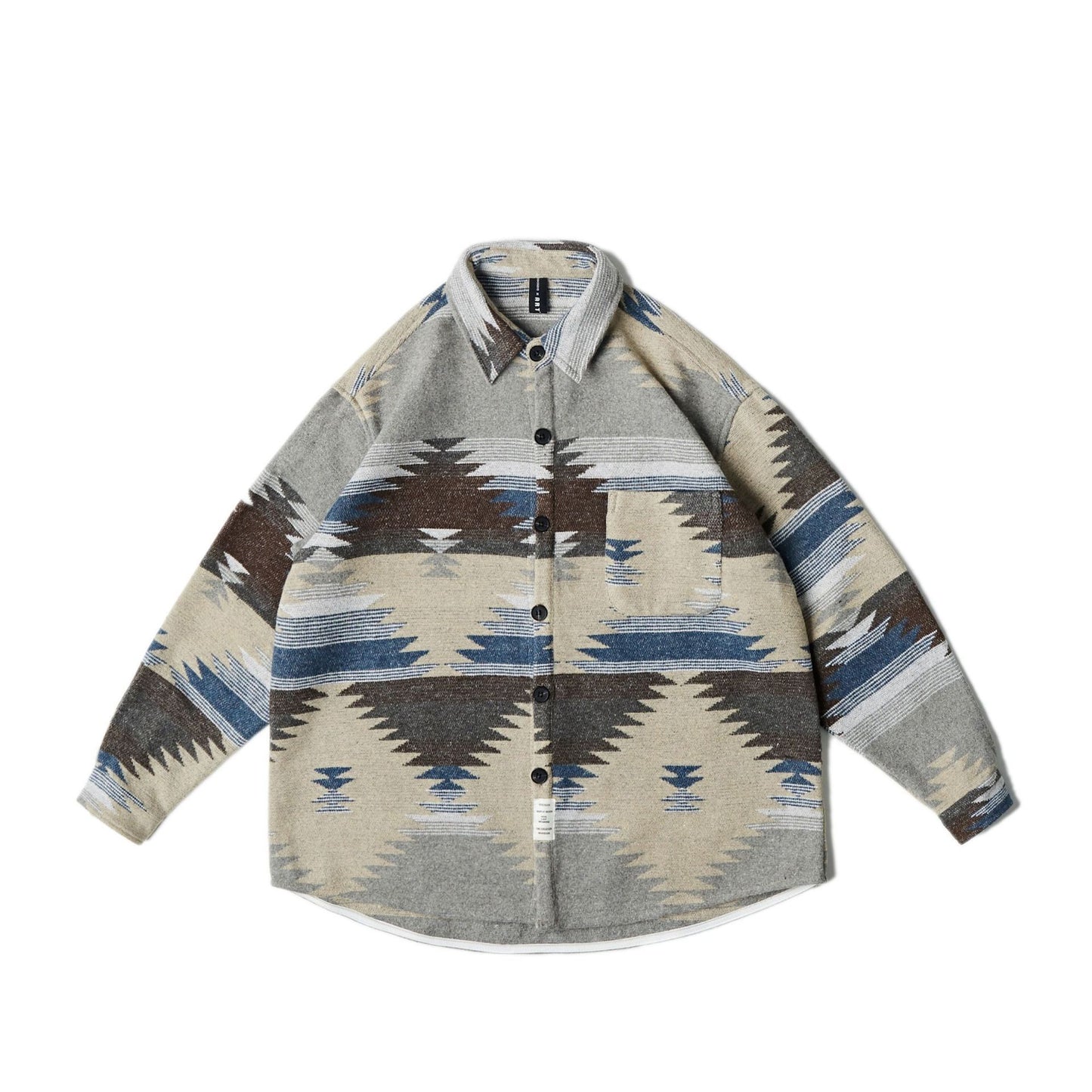 Ethnic Style Lapel Woolen Shirt