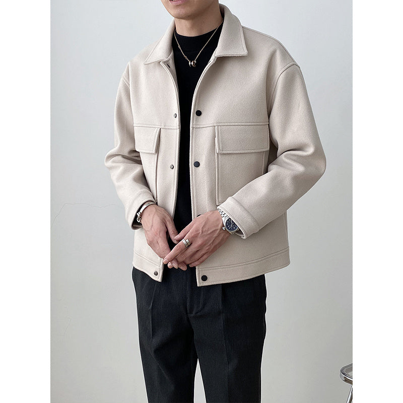 Men's Casual Lapel Woolen Jacket