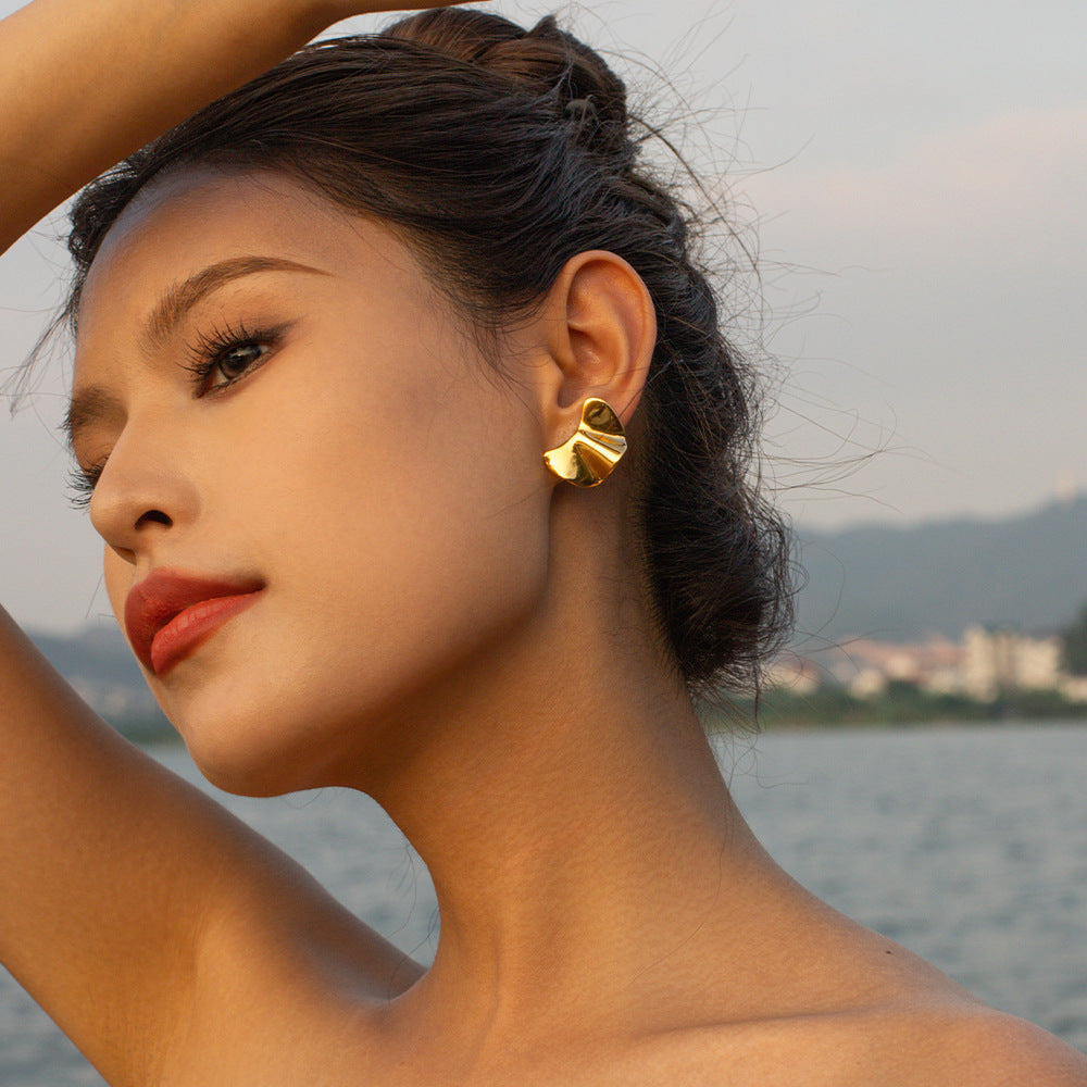 Viora Titanium Gold Earrings