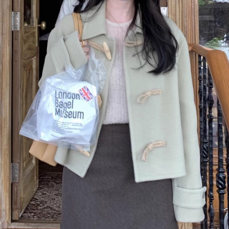 Retro Elegant Lapel Button Woolen Coat
