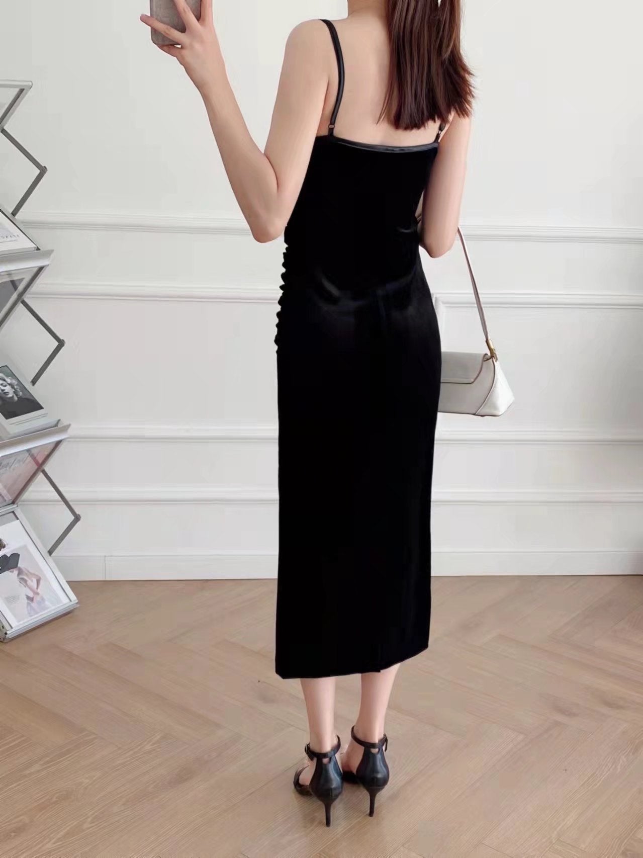 Retro Velvet Pleated Dress