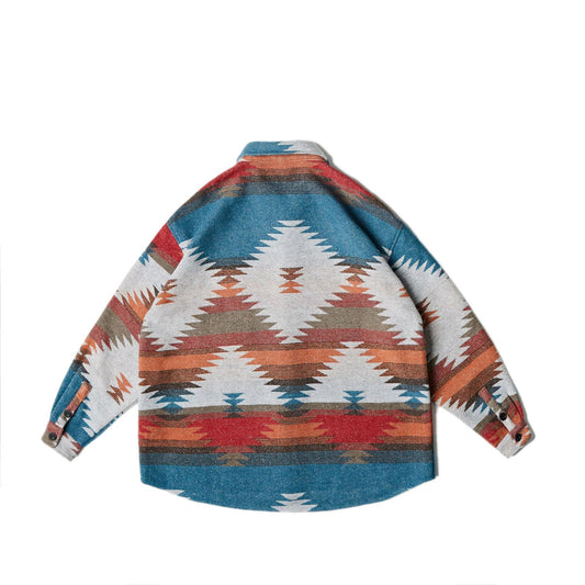 Ethnic Style Lapel Woolen Shirt