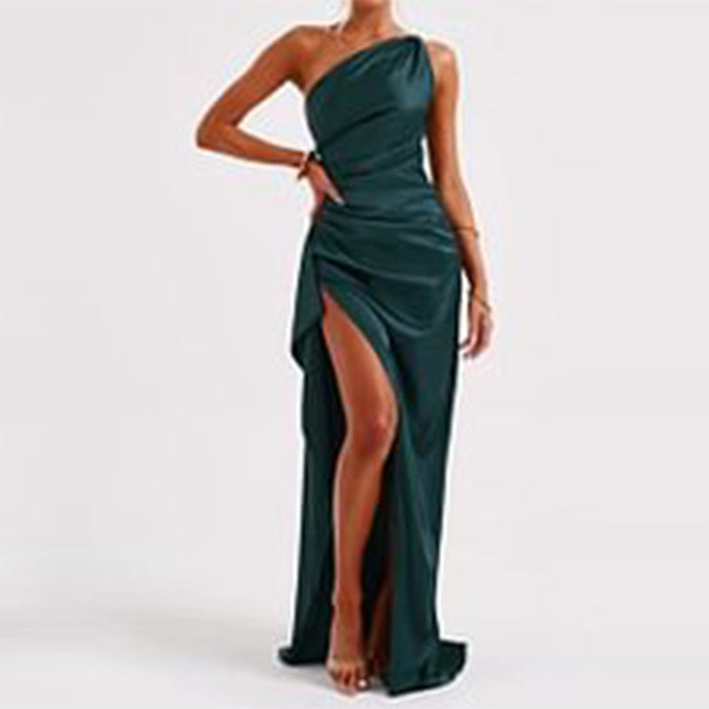 Shoulder Backless Slit Dress - Summer Elegance
