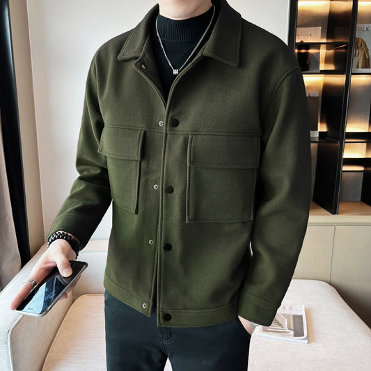 Men's Casual Lapel Woolen Jacket
