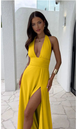 Halterneck Slit Summer Backless Strap Dress