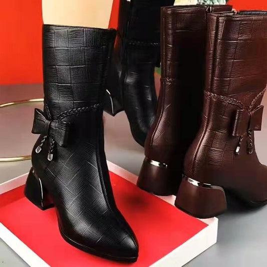 Ladies Fashion Boots Round Toe Square Heel
